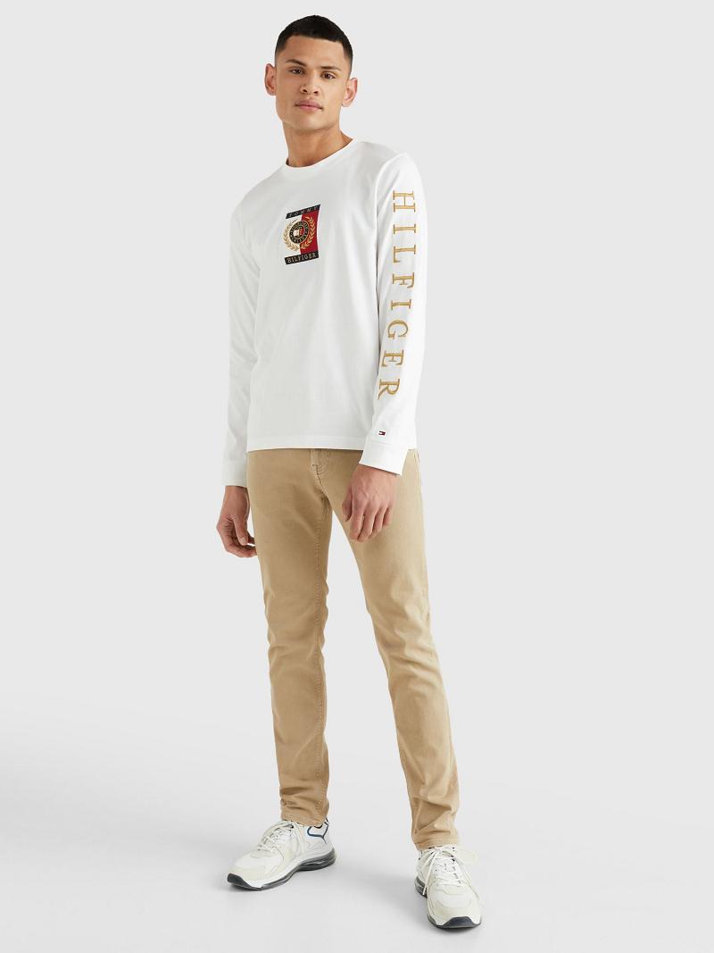 Férfi Tommy Hilfiger Icon long-sleeve Póló Fehér | HU 829HAP